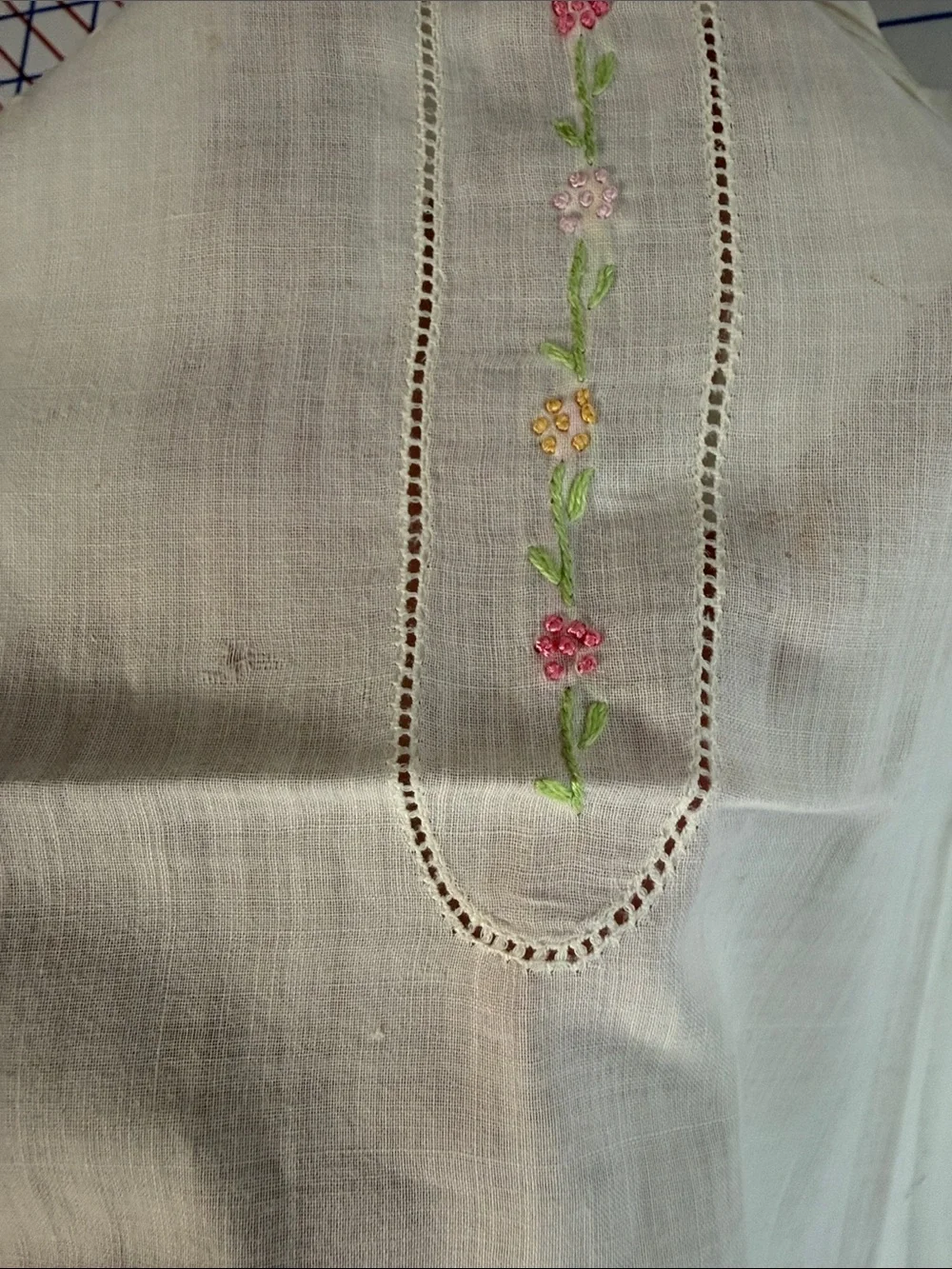 Antique 1920s Baby Shirt Hand Embroidered Batiste Heirloom Sewing Pintucks